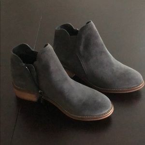Blondo waterproof booties in Dark Grey Suede